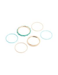 Gold & Blue Mixed Bamboo Bangles 6-Pack - link has visual effect only