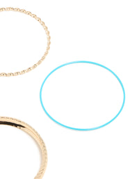 Gold & Blue Mixed Bamboo Bangles 6-Pack - link has visual effect only