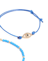 Gold Cord & Beaded Celestial Bracelets 4-Pack - link has visual effect only
