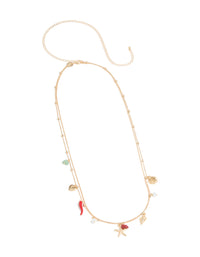 Gold Ball & Shell Charm Layered Waist Chain - link has visual effect only
