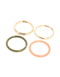 Beautifully crafted gold and mixed acrylic bangles in a 4-pack set front view - link has visual effect only