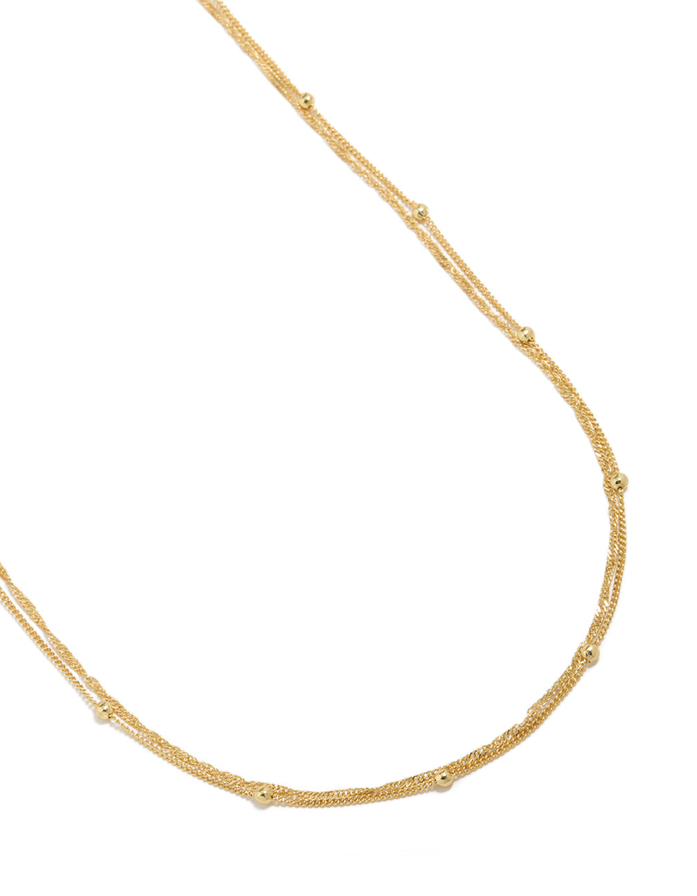 Elegantly crafted gold plated layered waist chain featuring a plain design with ball embellishments front view