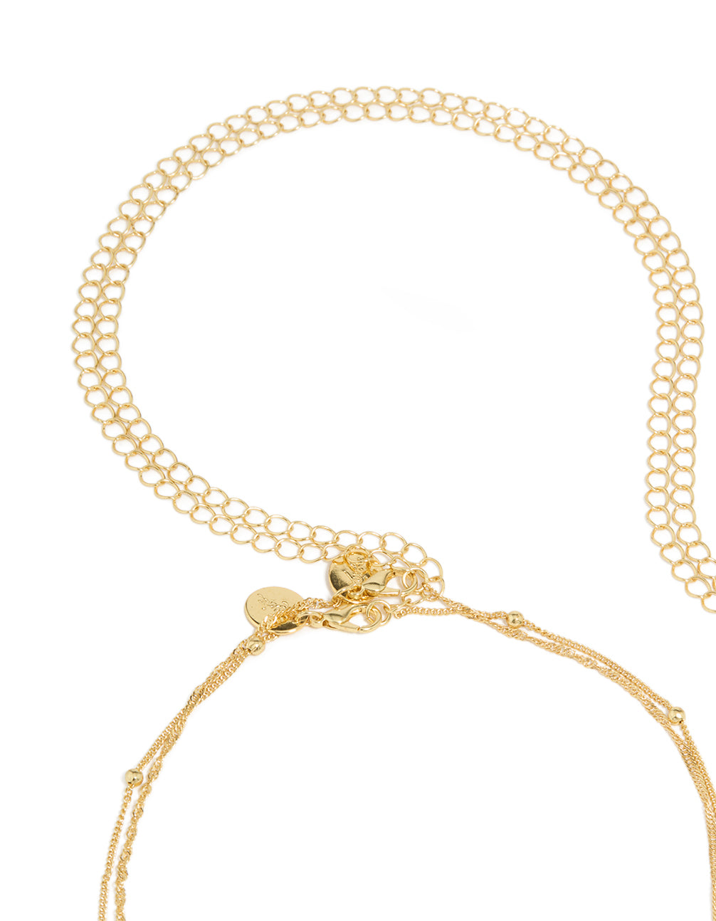 Beautifully crafted gold plated layered waist chain featuring a plain design with ball embellishments detail view