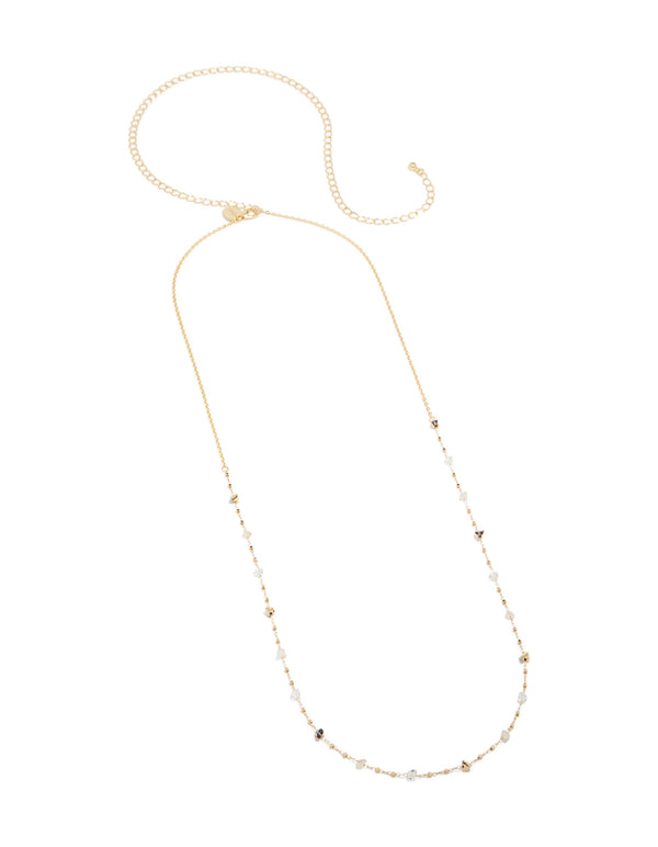 This gold plated multicoloured semi precious stones waist chain showcases embellished pattern with beads in a waisted shape side view