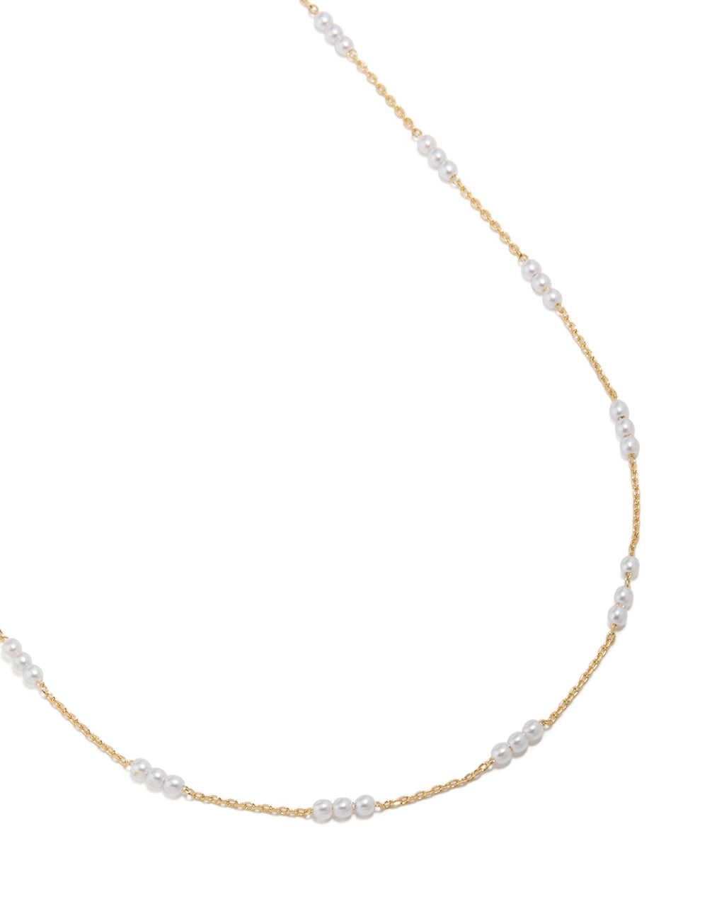 Beautifully crafted gold plated waist chain with mini pearls and embellished details front view
