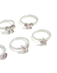 Designed with bow, pearl and butterfly details in silver with pink and plum tones post detail view - link has visual effect only