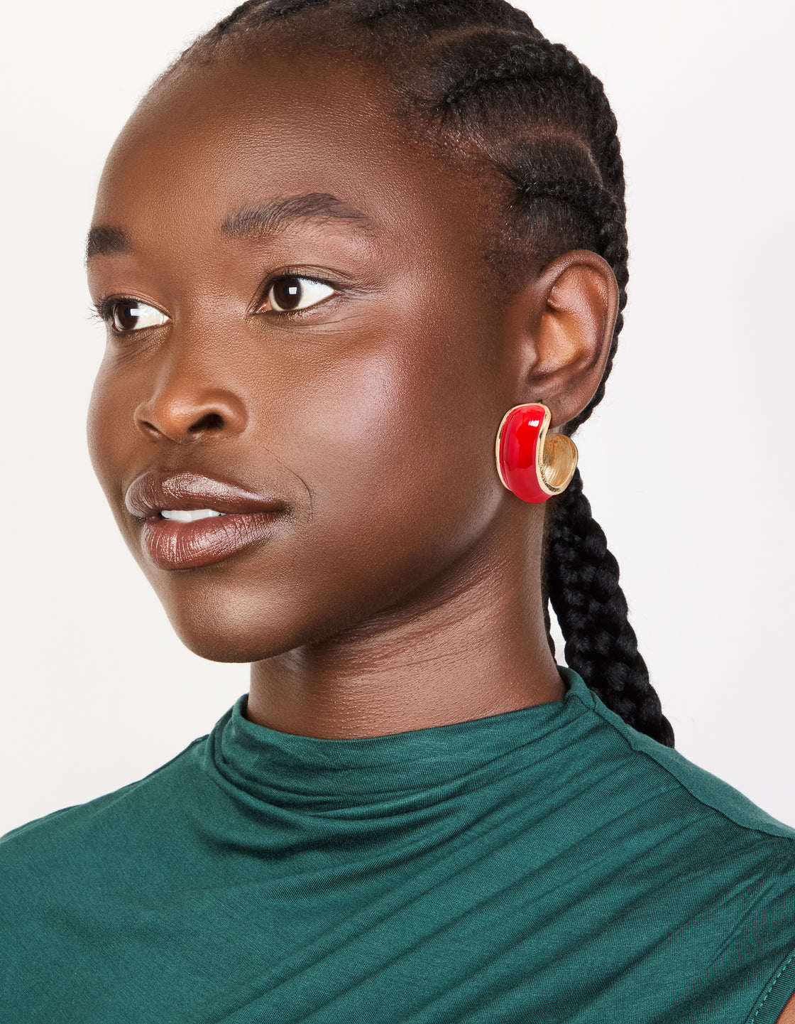 Gold Red Mini Chunky Hoop Earrings