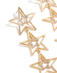 Gold Diamante Dazzling Star Trio Drop Earrings - link has visual effect only
