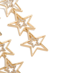 Gold Diamante Dazzling Star Trio Drop Earrings - link has visual effect only