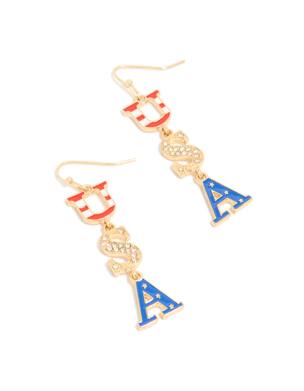 Gold USA Drop Earrings