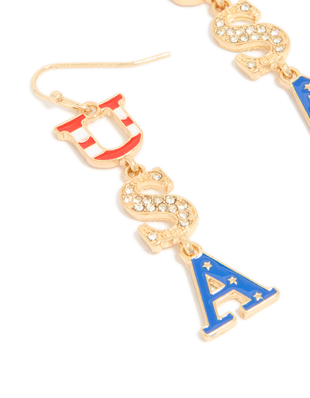 Gold USA Drop Earrings