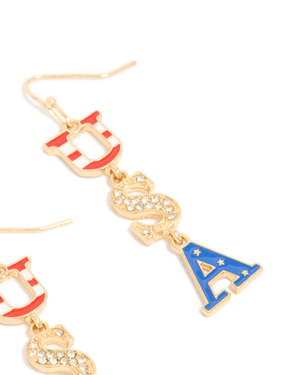Gold USA Drop Earrings