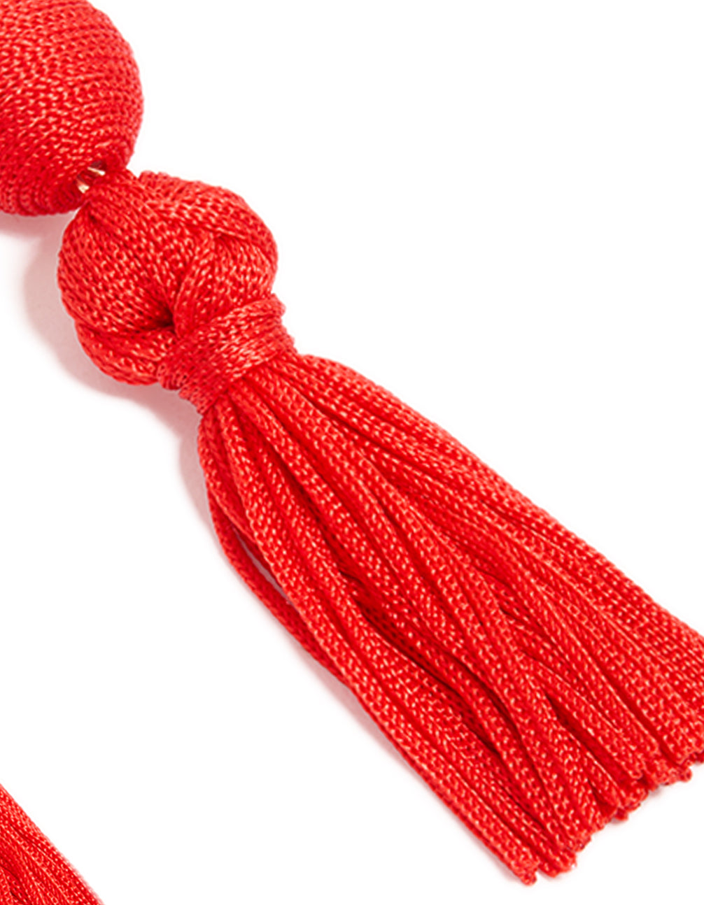 Red Fabric Tassel Drop Earrings