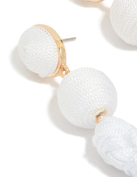 White Fabric Tassel Drop Earrings - link has visual effect only