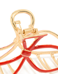 Gold Red Bow Claw Clip - link has visual effect only