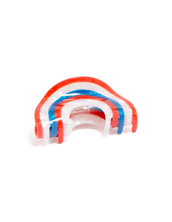 White Blue & Red Arch Claw Clip