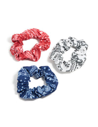 Blue Red & White Paisley Print Fabric Scrunchies 3-Pack - link has visual effect only