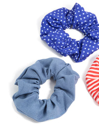 Blue & Red Fabric Star Polyester Scrunchies 3-Pack - link has visual effect only