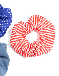 Blue & Red Fabric Star Polyester Scrunchies 3-Pack - link has visual effect only