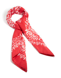 Red Paisley Print Fabric Scarf - link has visual effect only