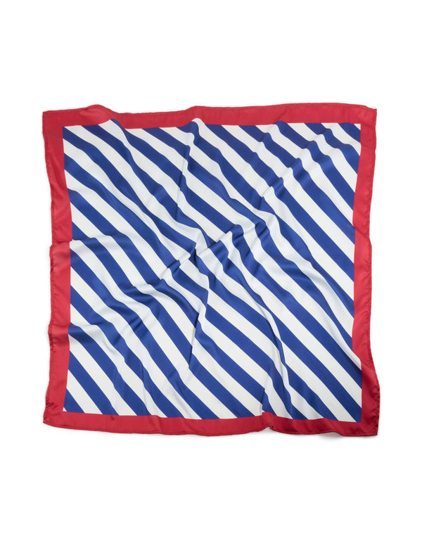White Red & Blue Multi Stripe Fabric Scarf