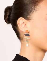 Gold Genuine Shell & Pearl Mismatched Drop  Earrings - link has visual effect only