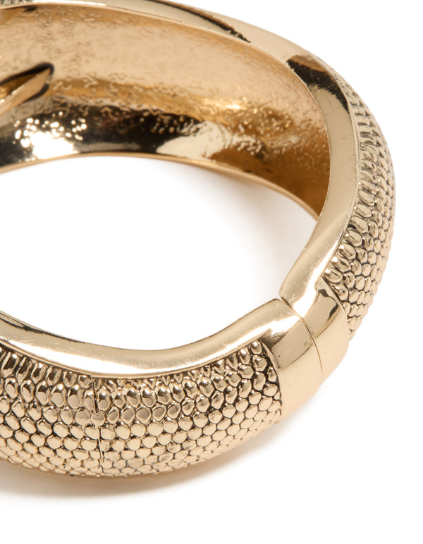 Gold Dotted Boho Hinged Bangle
