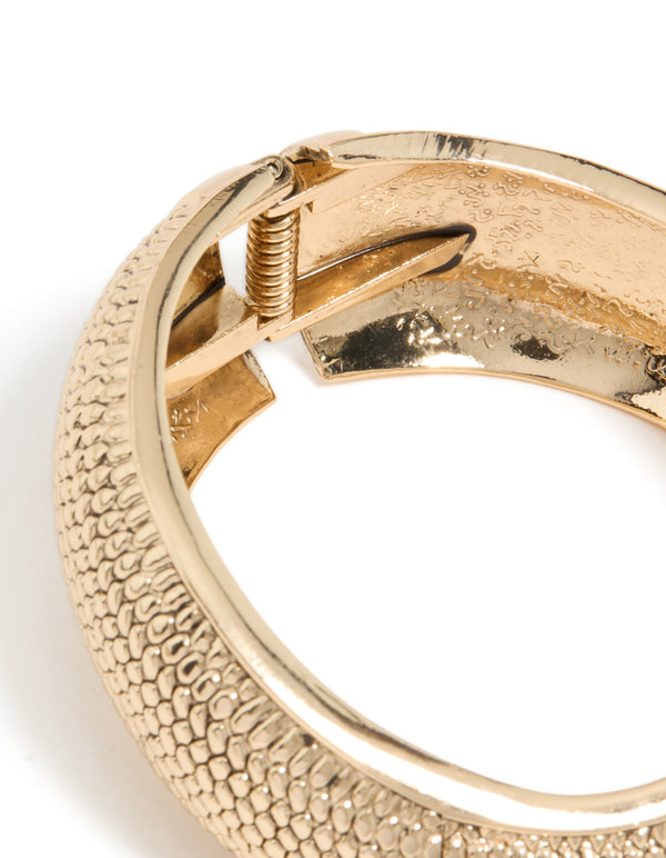 Gold Dotted Boho Hinged Bangle