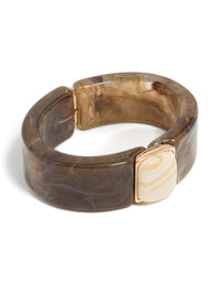 Brown & White Acrylic Square Wrist Cuff - link has visual effect only