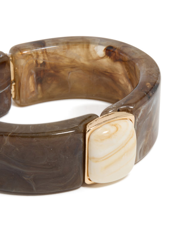 Brown & White Acrylic Square Wrist Cuff