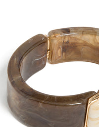 Brown & White Acrylic Square Wrist Cuff - link has visual effect only