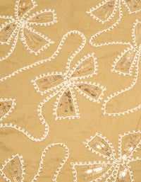 Brown Floral Sequin Fabric Scarf - link has visual effect only