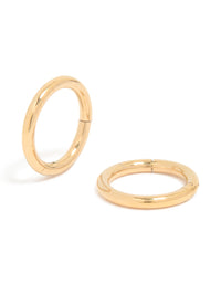 Discover gold plated titanium 6MM thick sleeper earrings with hoop closure and chunky style front view - link has visual effect only