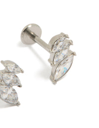 Surgical Steel Cubic Zirconia Triple Marquise Flat Back Studs - link has visual effect only