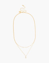 Gold Plated Pear Cubic Zirconia & Chain Necklace 2-Pack - link has visual effect only