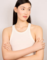 Gold Plain Chain & Huggie Earrings Set - link has visual effect only