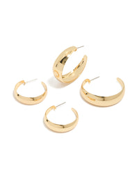 Gold Plated Medium Hoop Earrings 2-Pack - link has visual effect only