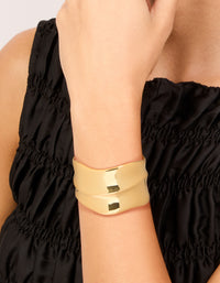 Gold Plated Wide Organic Wrist Cuff - link has visual effect only