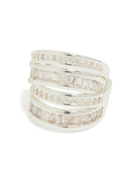 Silver Plated Cubic Zirconia 4 Layered Huggie Earrings - link has visual effect only