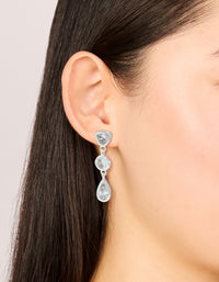 Silver Plated Cubic Zirconia Organic Circles Triple Drop Earrings - link has visual effect only