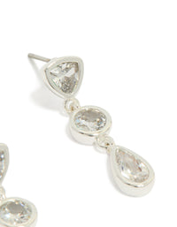 Silver Plated Cubic Zirconia Organic Circles Triple Drop Earrings - link has visual effect only