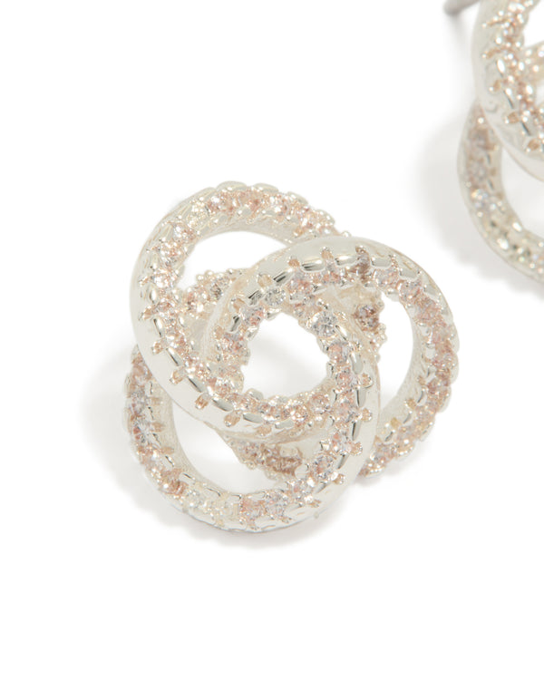 Silver Plated Cubic Zirconia Milky Way Earrings