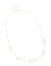 Silver Plated Cubic Zirconia Flower Charms Necklace - link has visual effect only