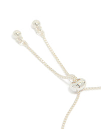 Silver Plated Smooth & Cubic Zirconia Butterfly Charms Inlay Toggle Bracelet - link has visual effect only