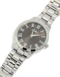Men's Silver Classic Round Roman Numeral Watch - link has visual effect only