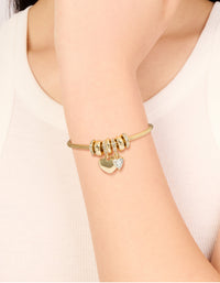 Gold Plated Cubic Zirconia Chunky Heart Charm Toggle Bracelet - link has visual effect only