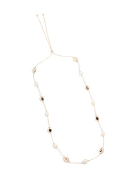 Rose Gold Plated Molten Beads  & Freshwater Pearls Adjustable Necklace - link has visual effect only