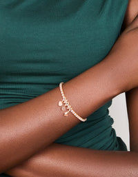 Rose Gold Plated Cubic Zirconia Mixed Charm Tennis Bracelet - link has visual effect only