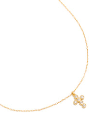 Gold Plated Sterling Silver Cubic Zirconia Bezel Cross Pendant Necklace - link has visual effect only