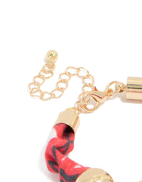 Gold Red Wrapped & Red Stones Bracelet - link has visual effect only